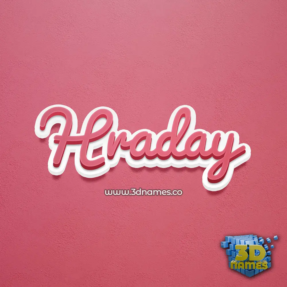 hraday in Red Scribble style - 3D name wallpaper