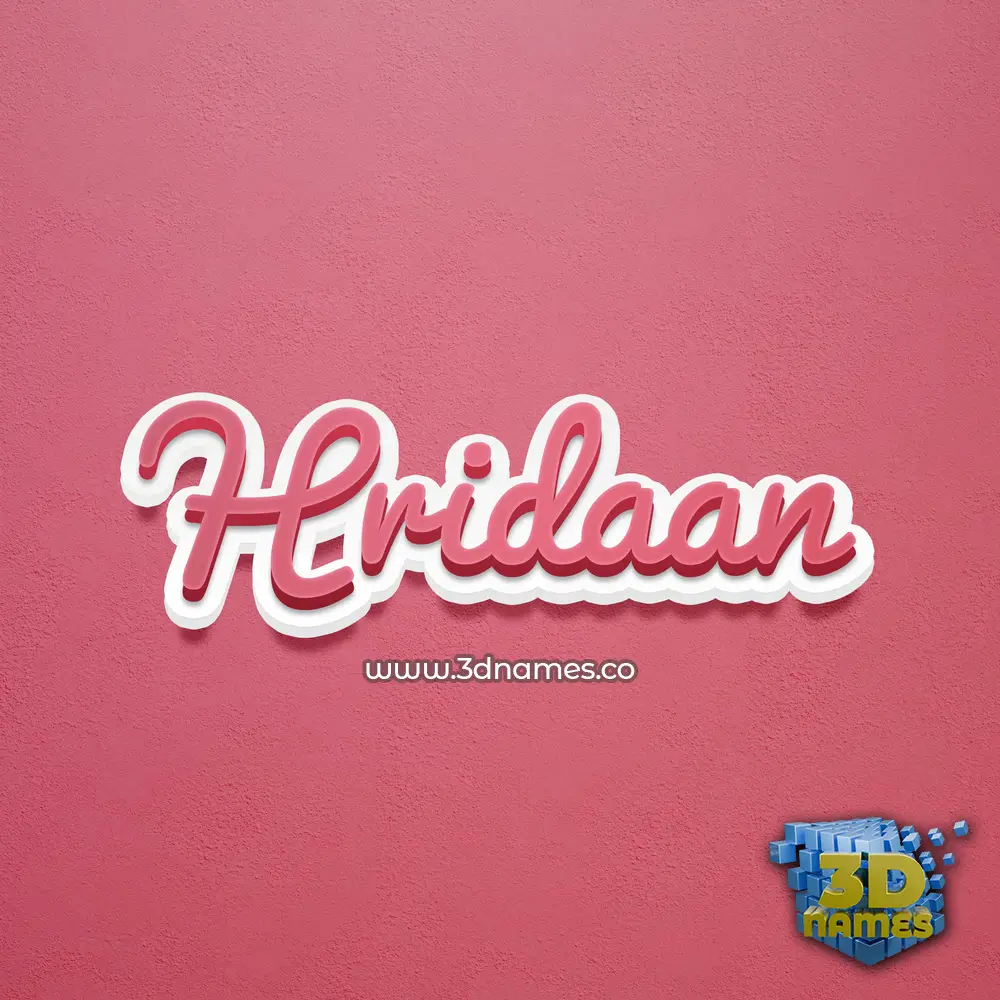 hridaan in Red Scribble style - 3D name wallpaper