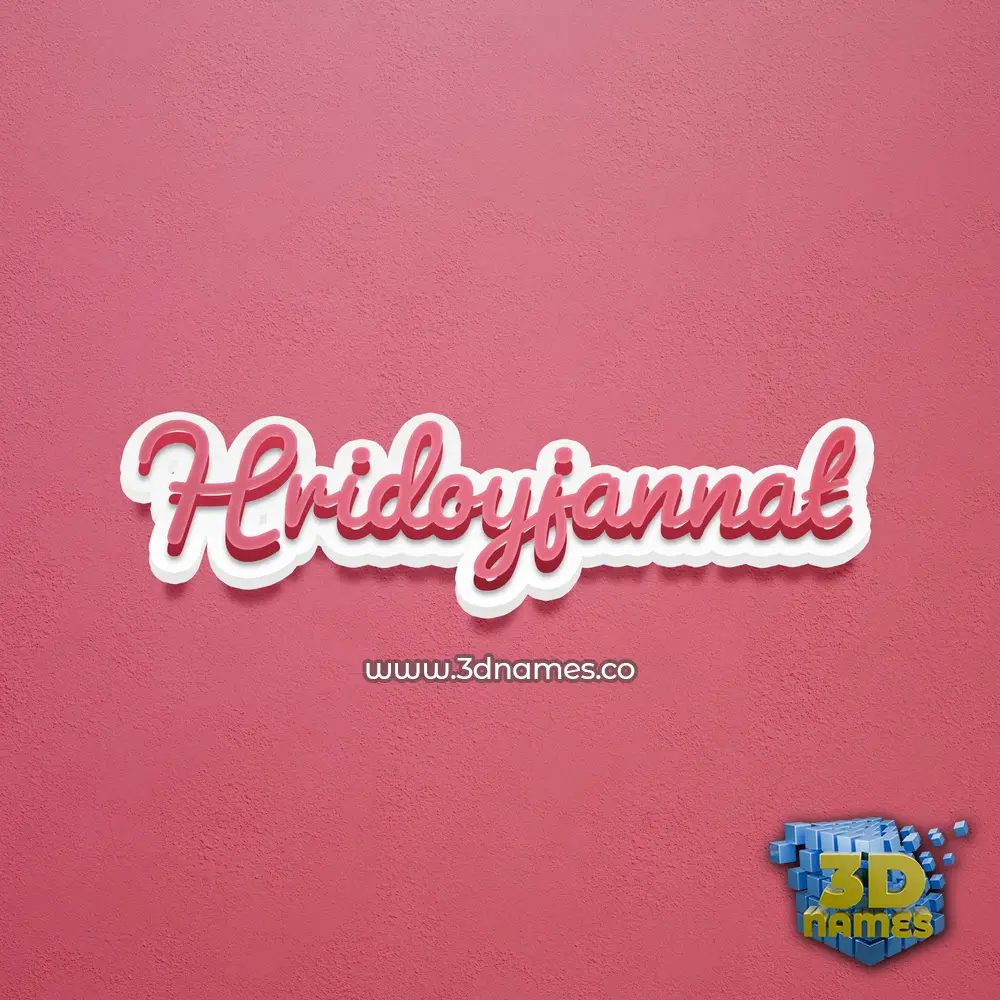 hridoyjannat in Red Scribble style - 3D name wallpaper