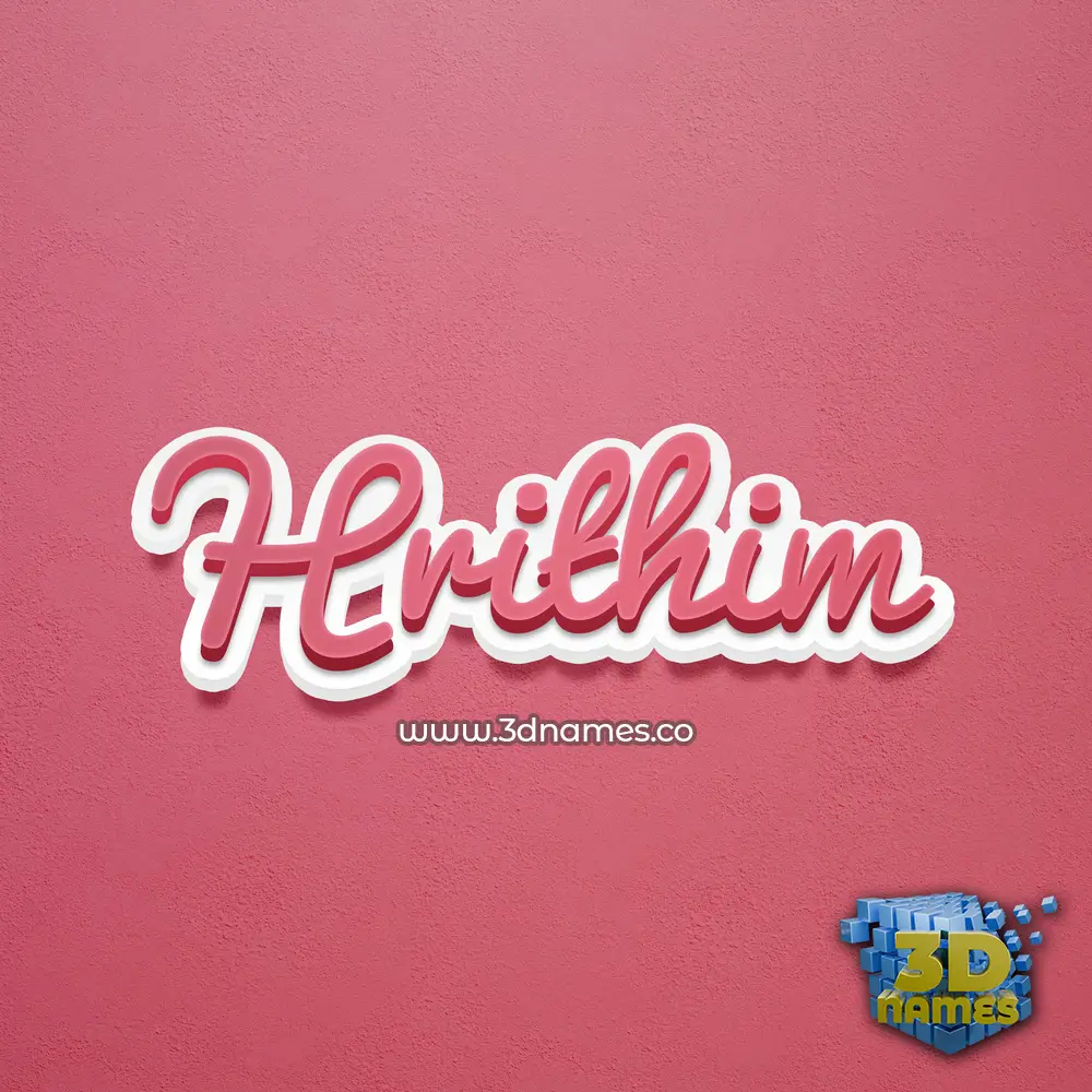 hrithim in Red Scribble style - 3D name wallpaper