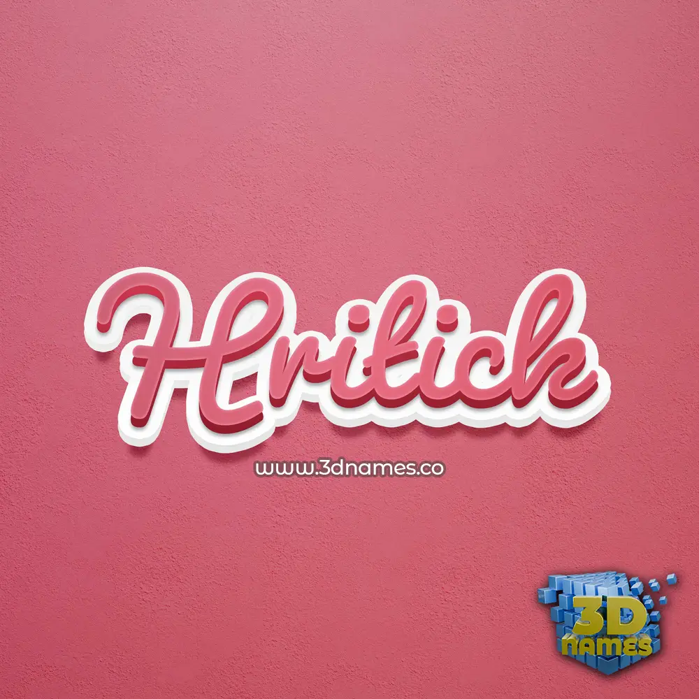 hritick in Red Scribble style - 3D name wallpaper