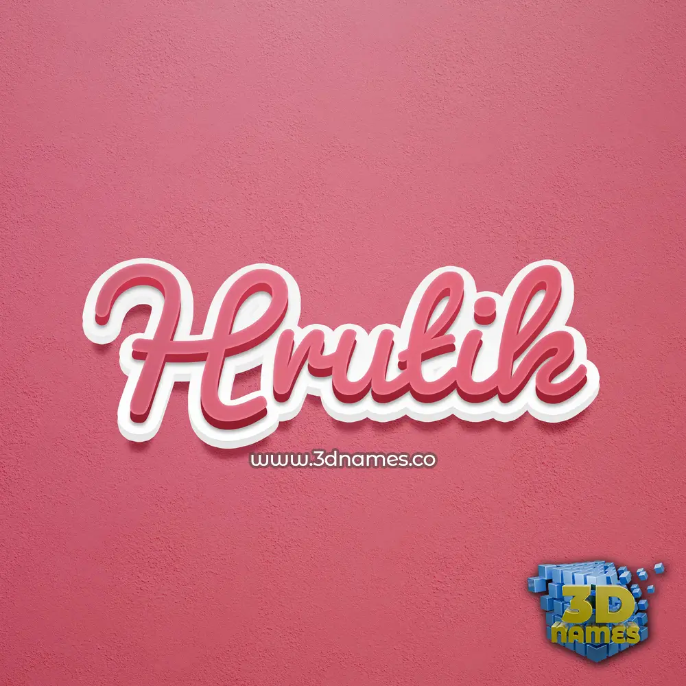 hrutik in Red Scribble style - 3D name wallpaper