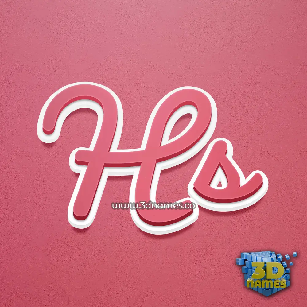hs in Red Scribble style - 3D name wallpaper