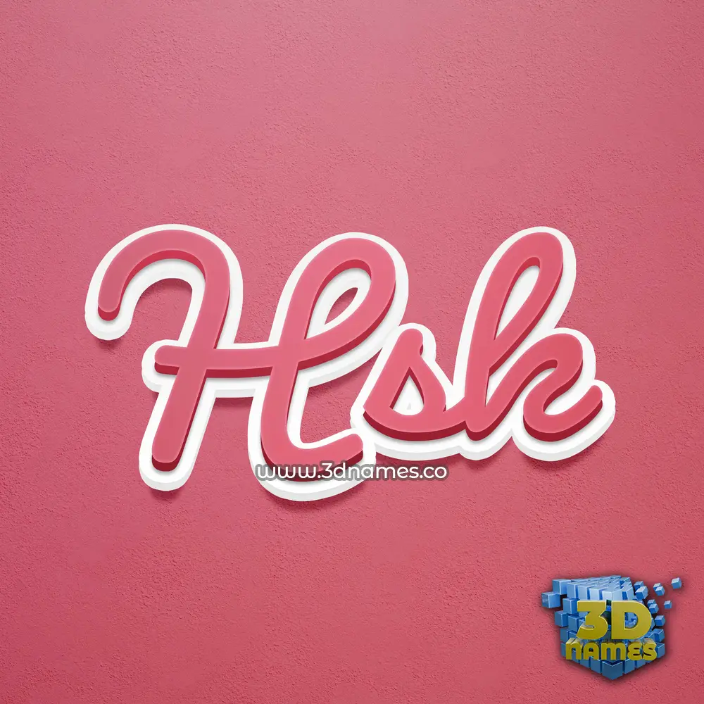 hsk in Red Scribble style - 3D name wallpaper