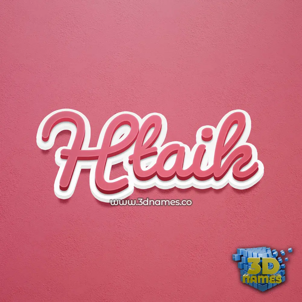 htaik in Red Scribble style - 3D name wallpaper
