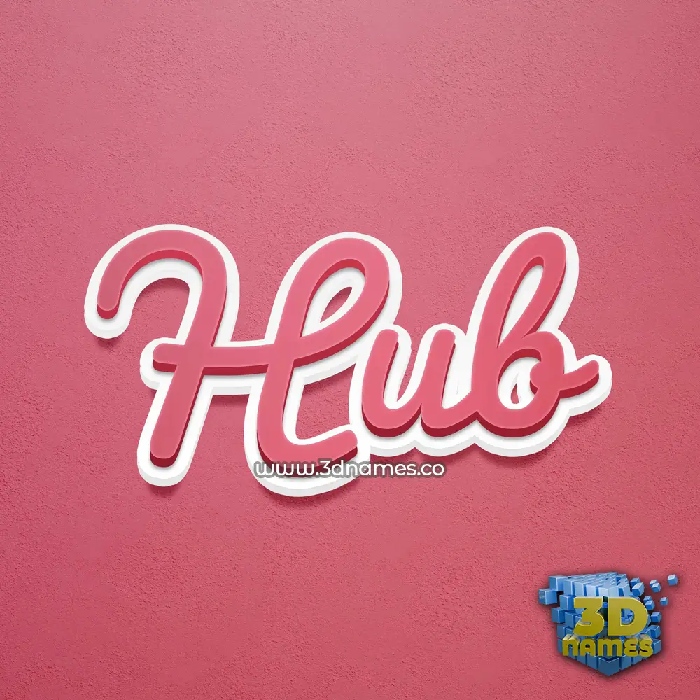 hub in Red Scribble style - 3D name wallpaper