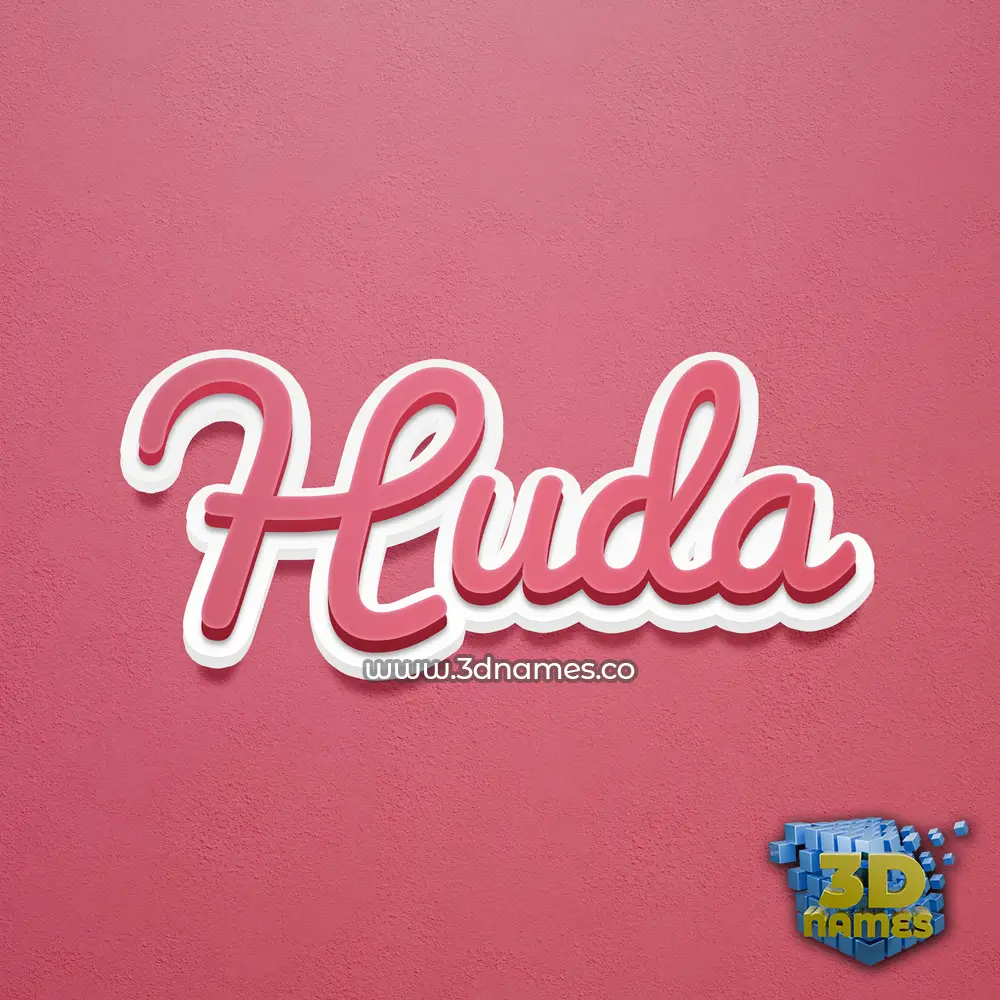 huda in Red Scribble style - 3D name wallpaper