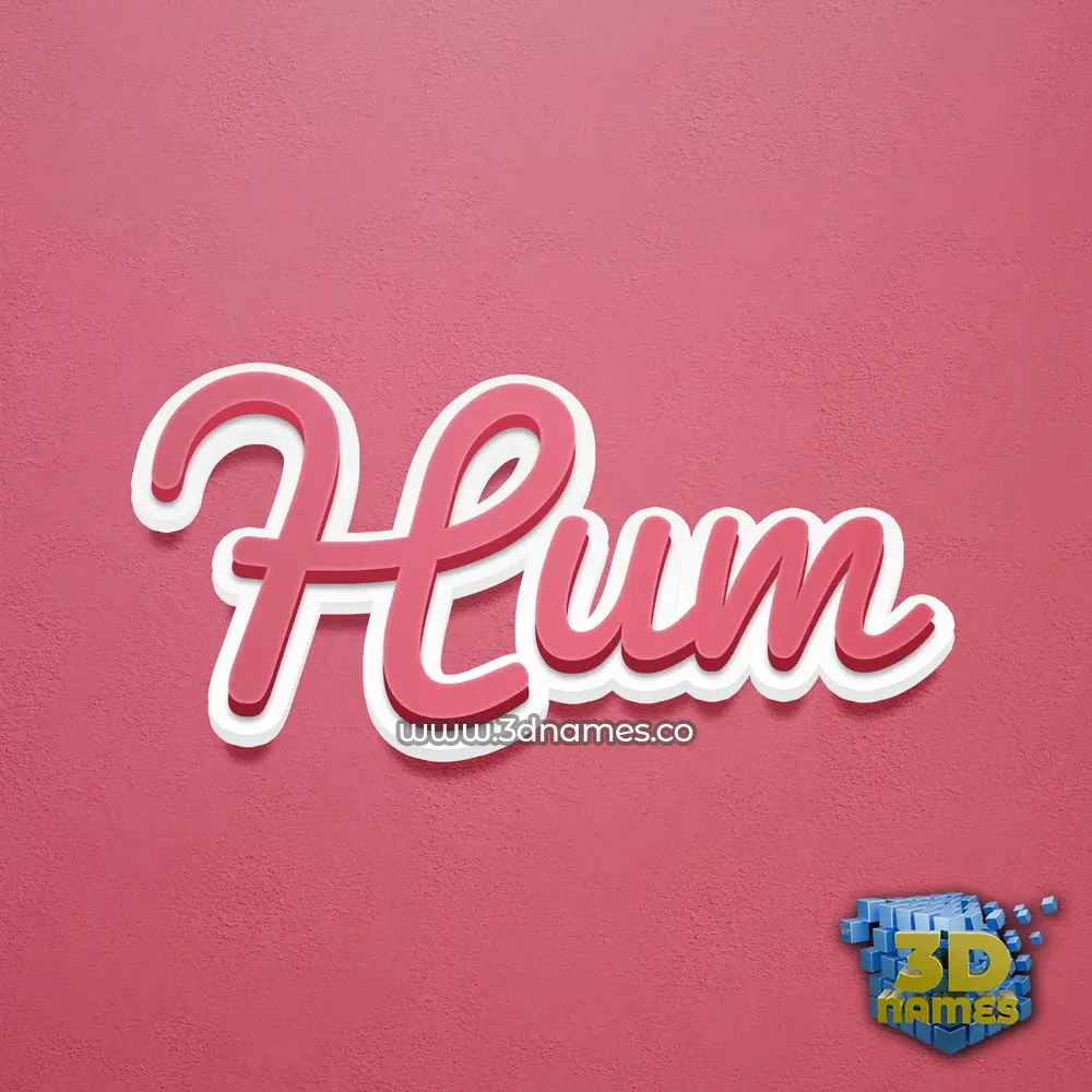 hum in Red Scribble style - 3D name wallpaper