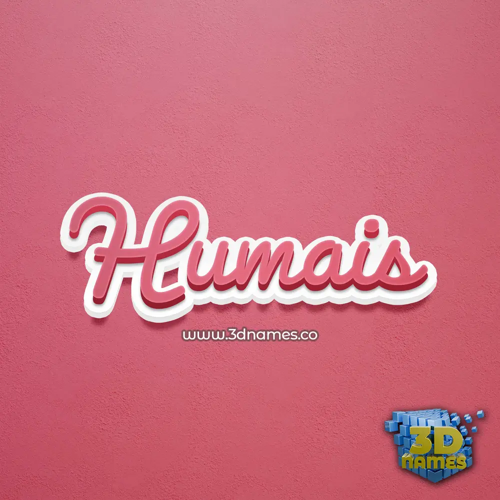 humais in Red Scribble style - 3D name wallpaper