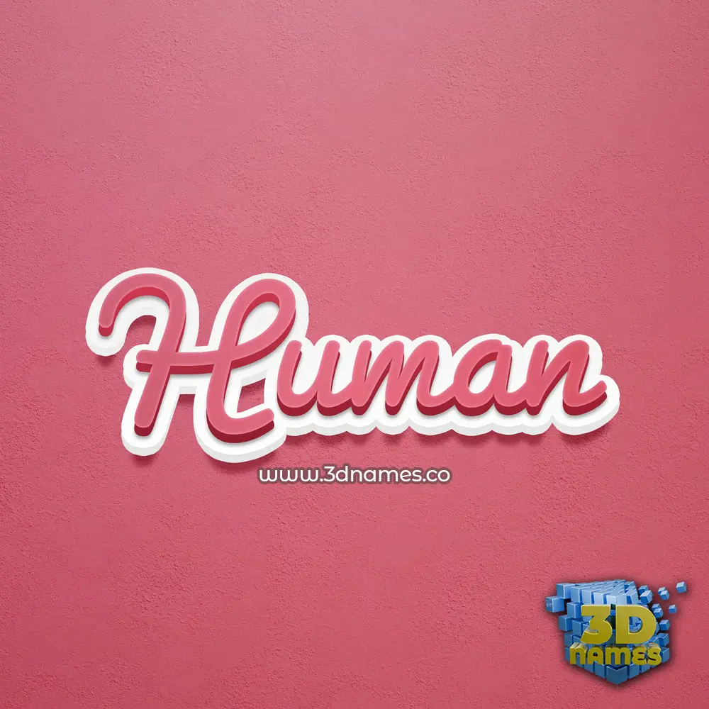 human in Red Scribble style - 3D name wallpaper