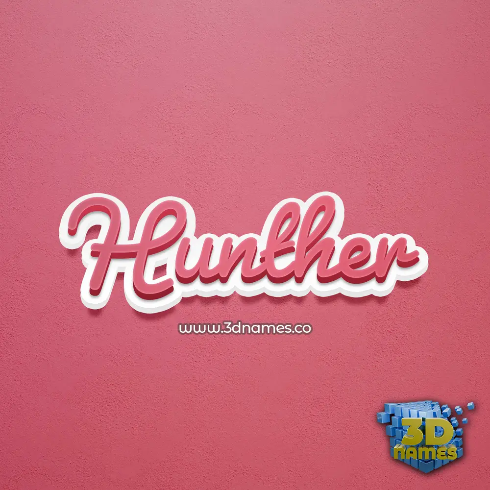hunther in Red Scribble style - 3D name wallpaper