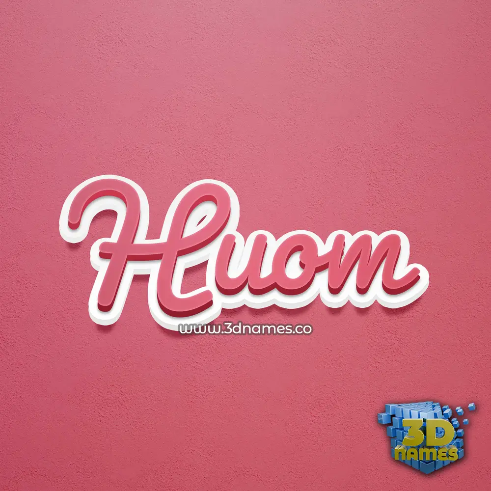 huom in Red Scribble style - 3D name wallpaper