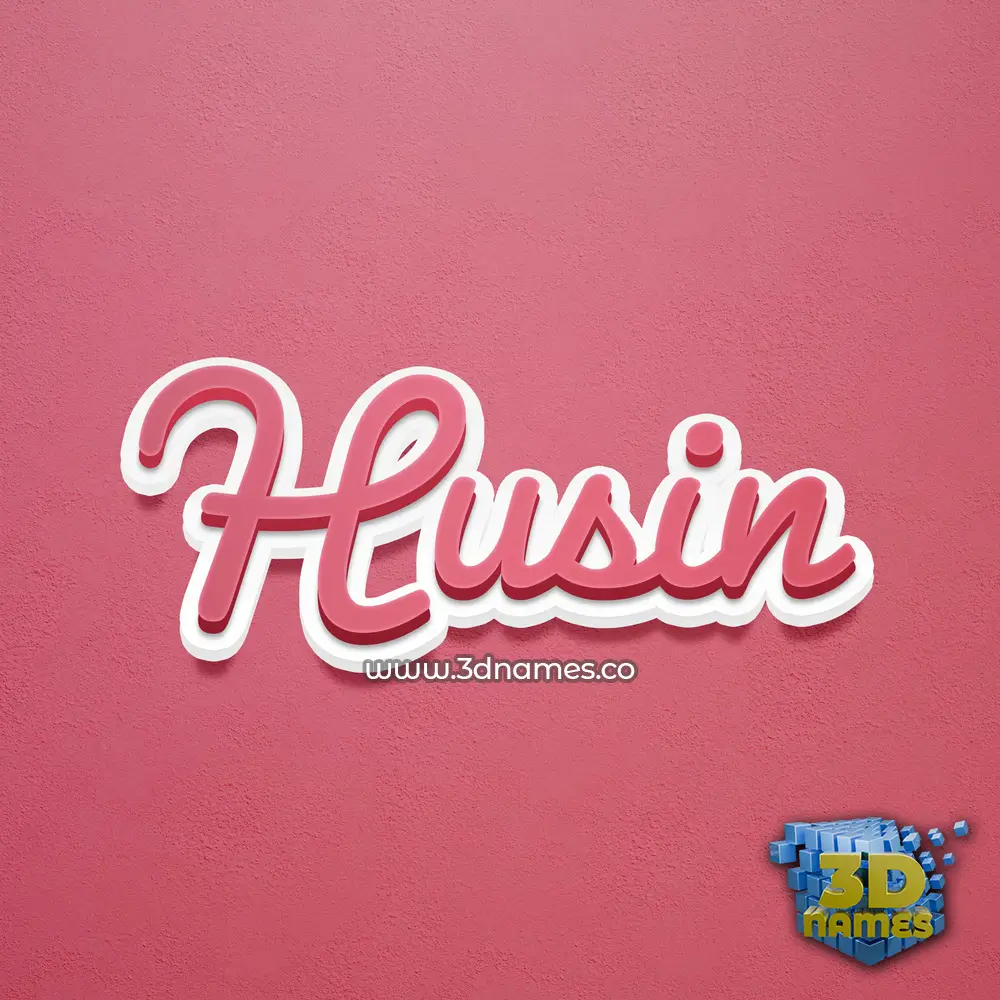 husin in Red Scribble style - 3D name wallpaper