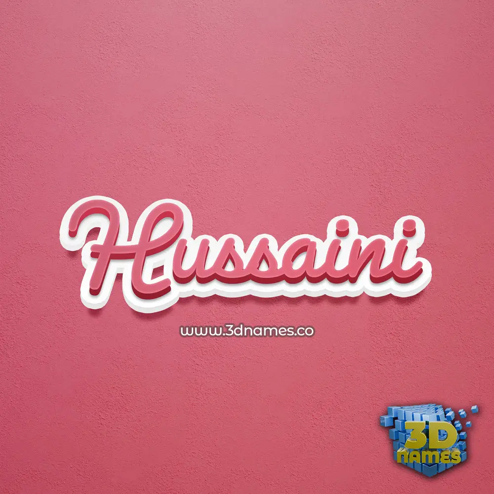 hussaini in Red Scribble style - 3D name wallpaper