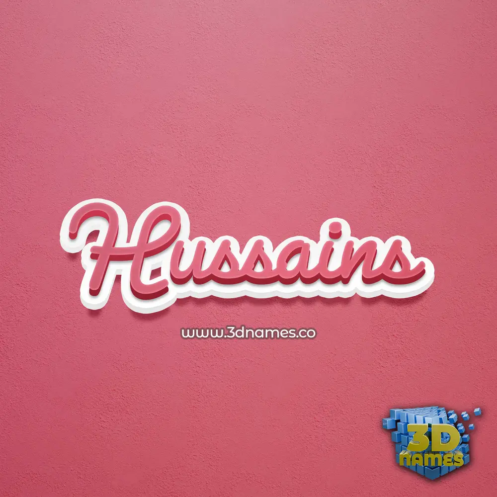 hussains in Red Scribble style - 3D name wallpaper