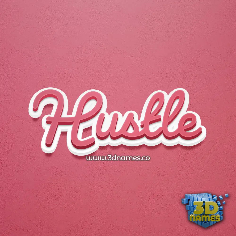 hustle in Red Scribble style - 3D name wallpaper