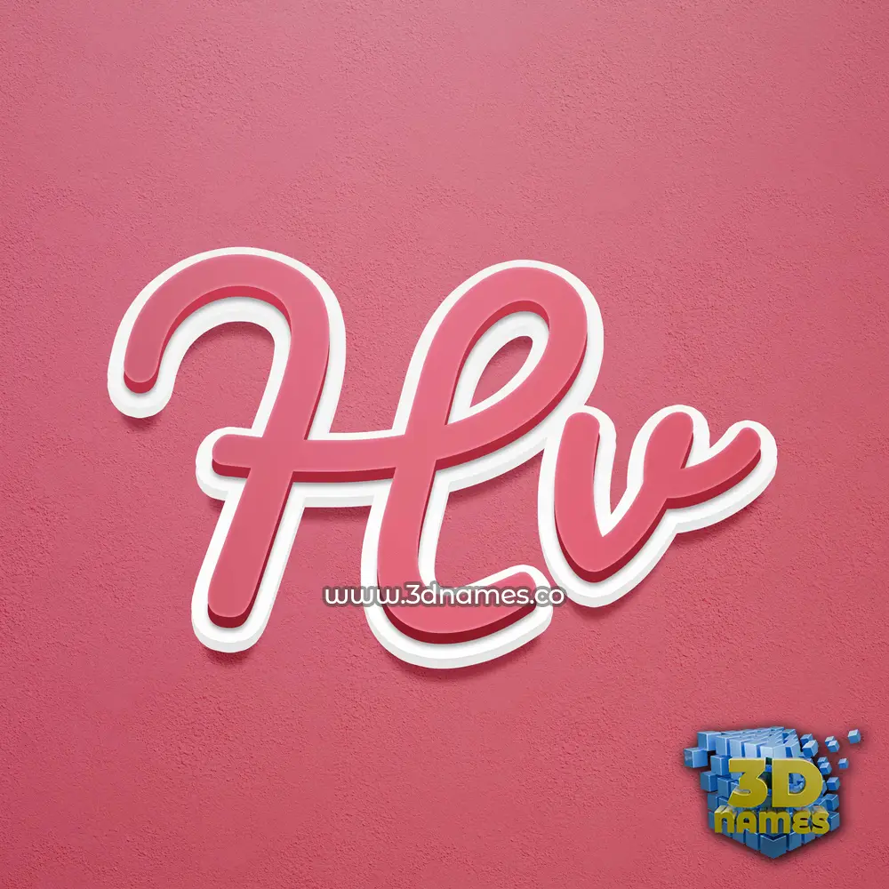 hv in Red Scribble style - 3D name wallpaper