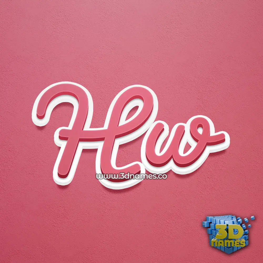 hw in Red Scribble style - 3D name wallpaper