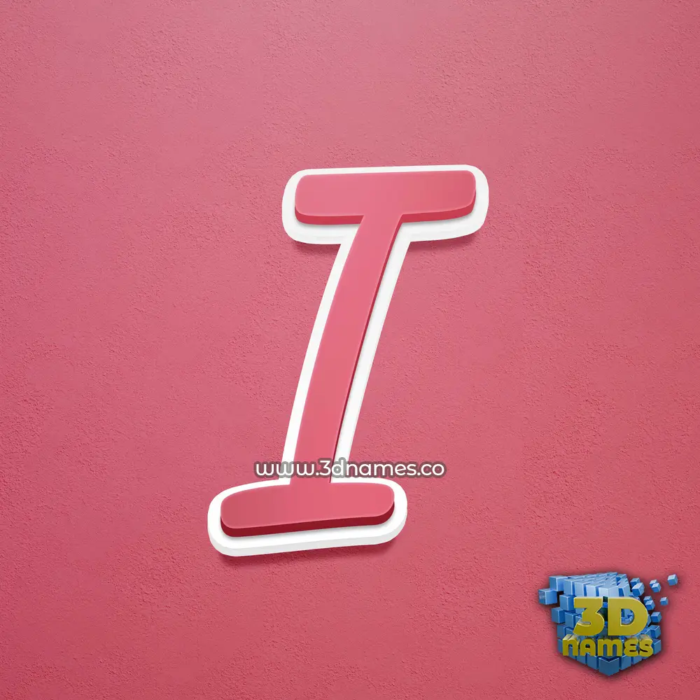 i in Red Scribble style - 3D name wallpaper