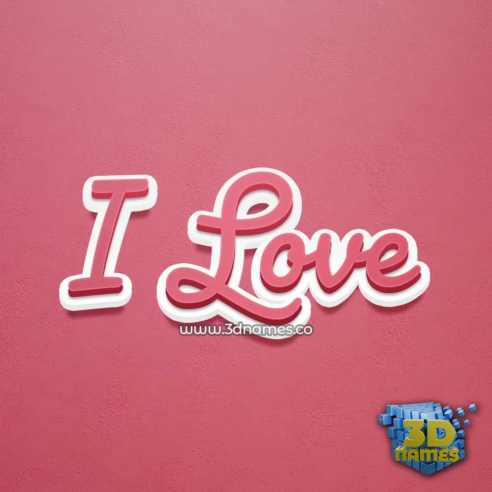 i love in Red Scribble style - 3D name wallpaper