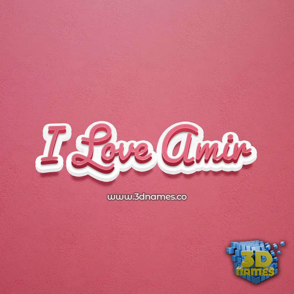 i love amir in Red Scribble style - 3D name wallpaper