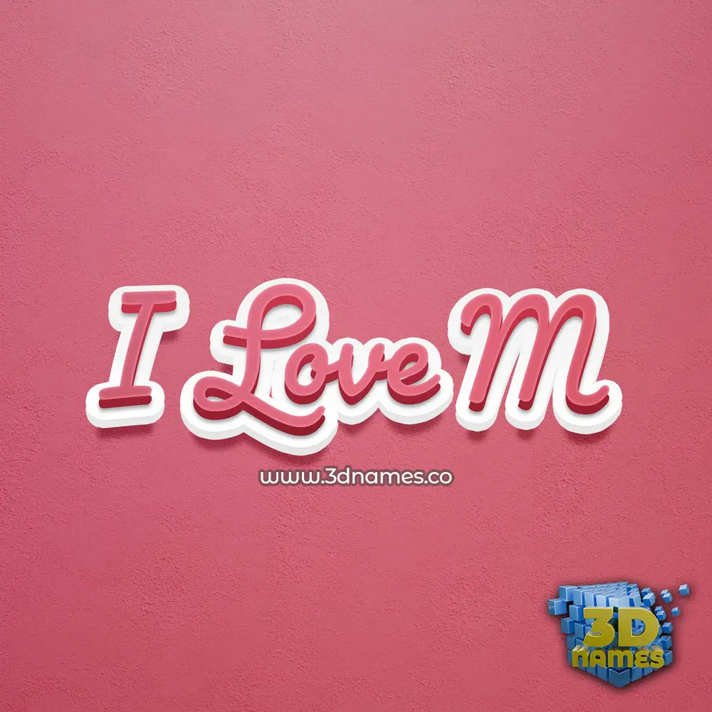 i love m in Red Scribble style - 3D name wallpaper