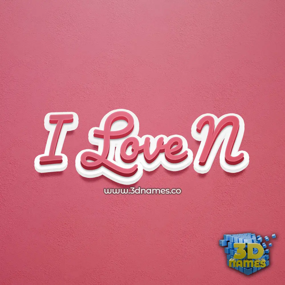 i love n in Red Scribble style - 3D name wallpaper