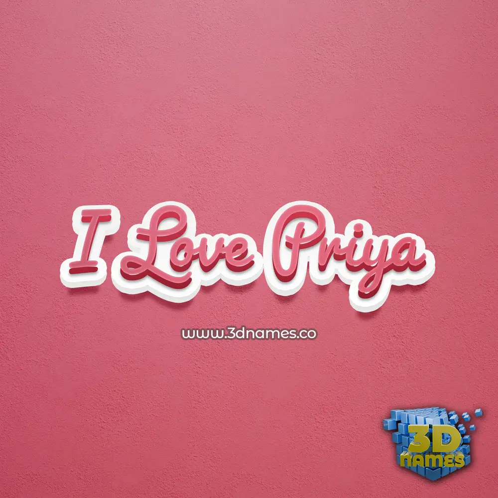 i love priya in Red Scribble style - 3D name wallpaper