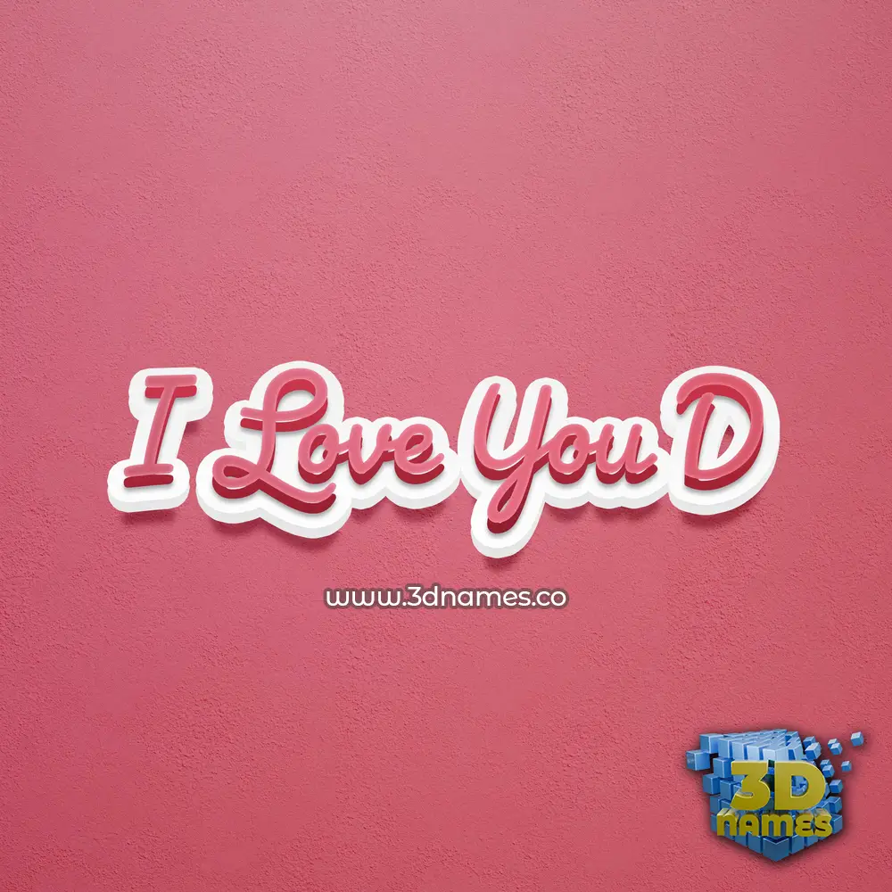 i love you d in Red Scribble style - 3D name wallpaper