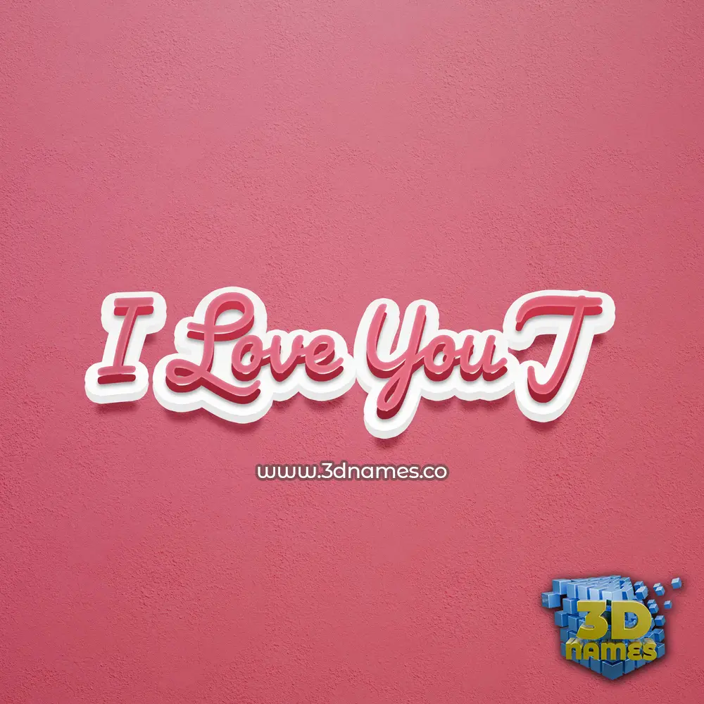 i love you j in Red Scribble style - 3D name wallpaper