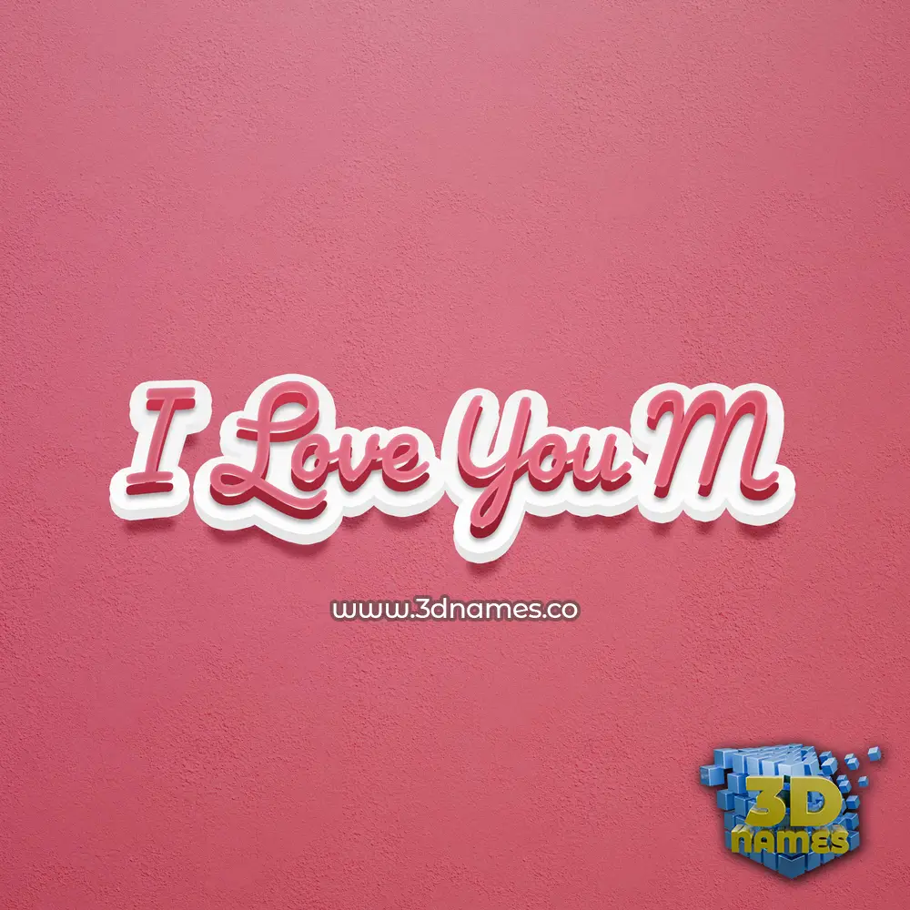 i love you m in Red Scribble style - 3D name wallpaper