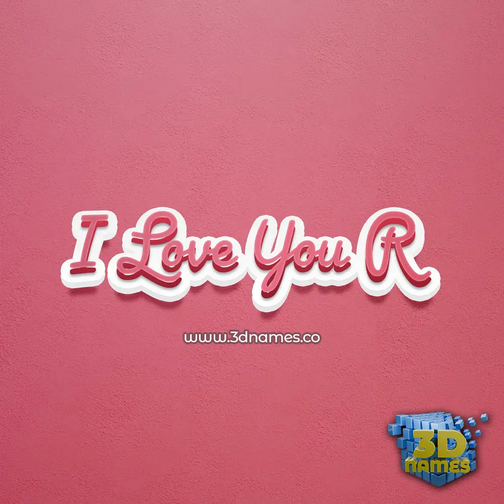 i love you r in Red Scribble style - 3D name wallpaper