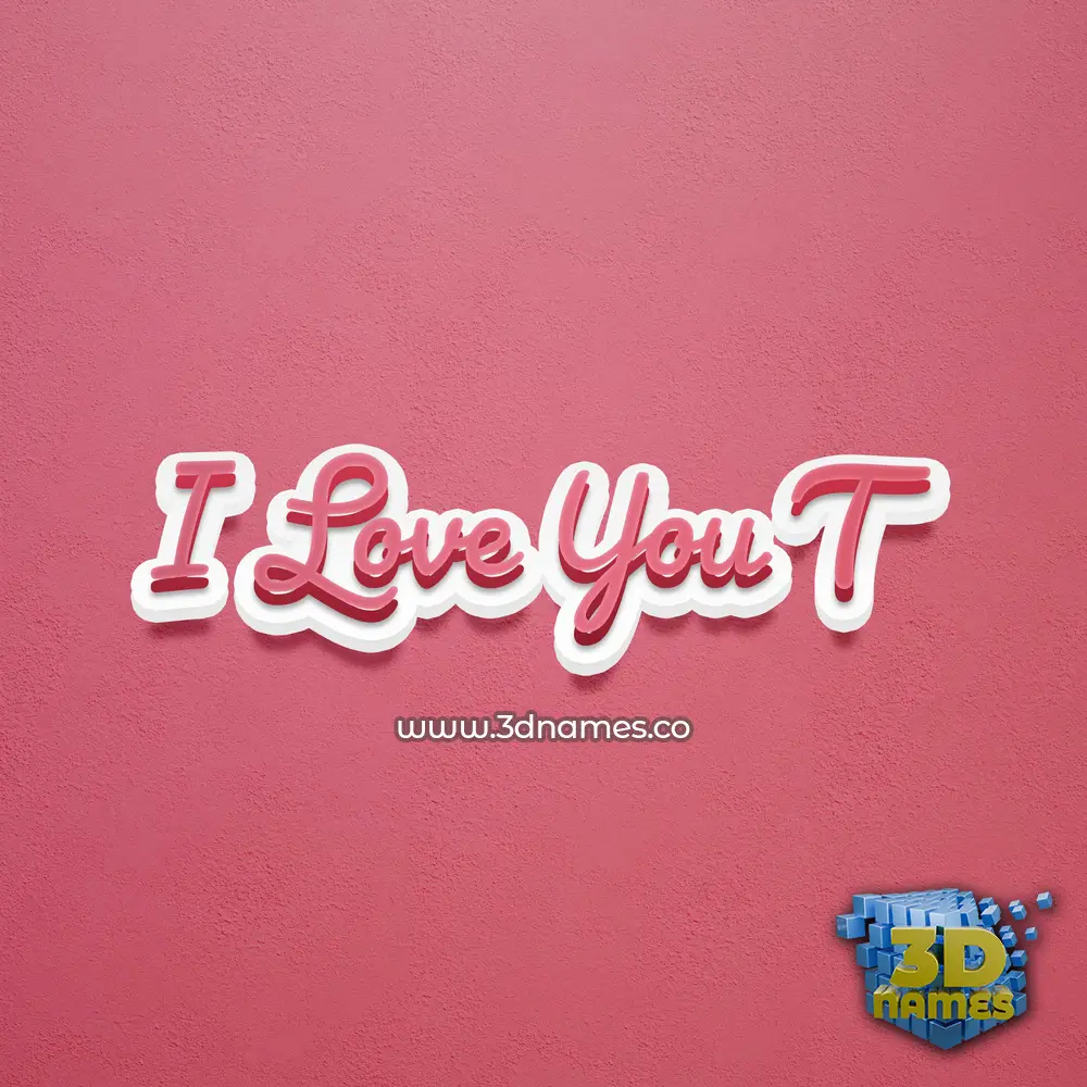 i love you t in Red Scribble style - 3D name wallpaper
