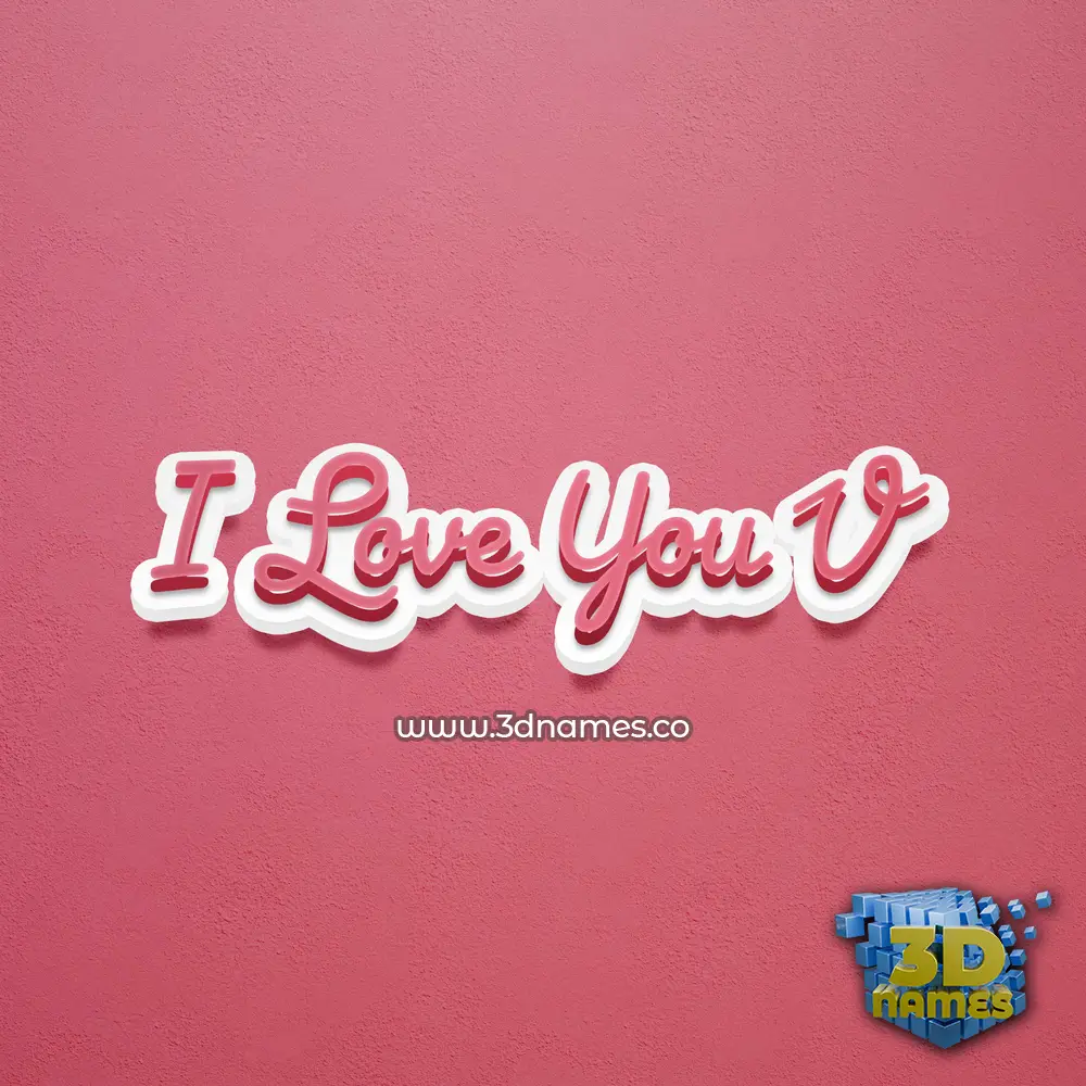 i love you v in Red Scribble style - 3D name wallpaper