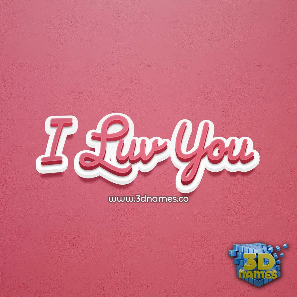 i luv you in Red Scribble style - 3D name wallpaper