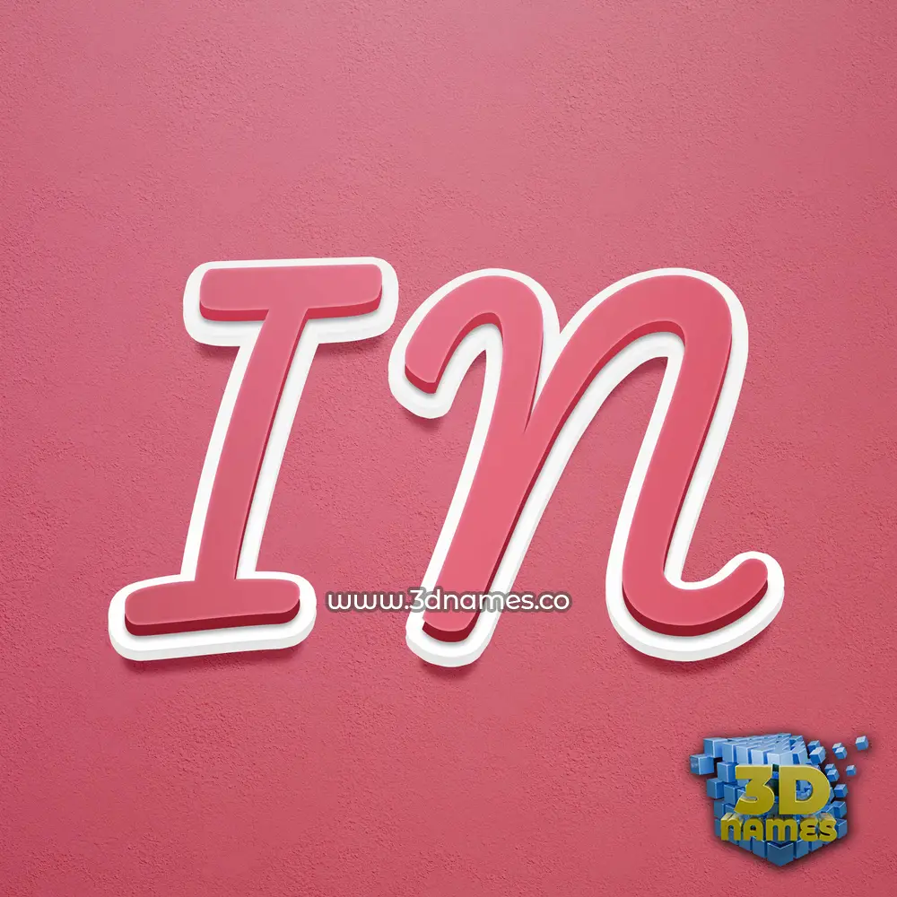 i n in Red Scribble style - 3D name wallpaper
