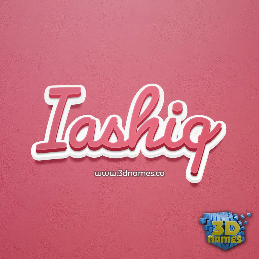 iashiq in Red Scribble style - 3D name wallpaper