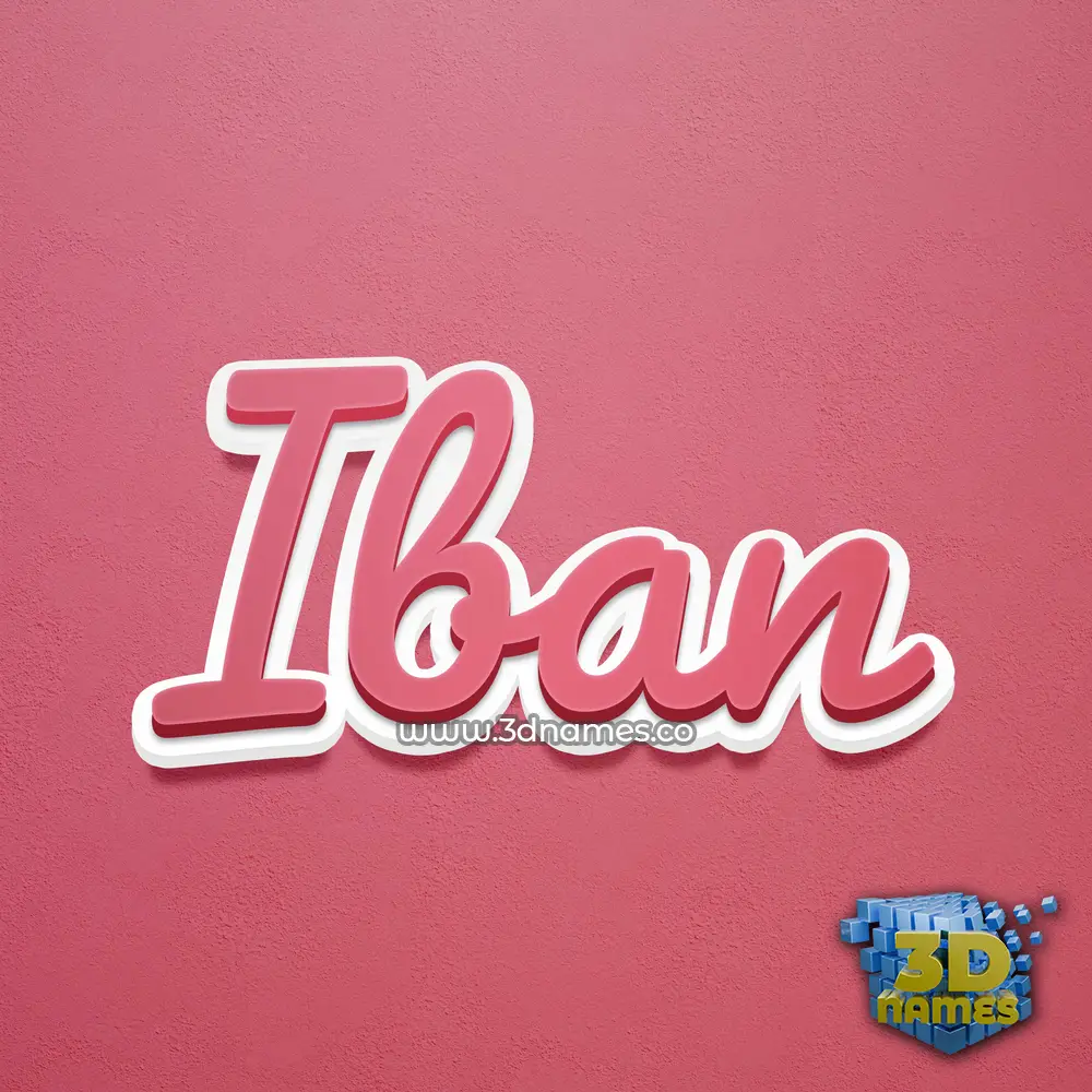 iban in Red Scribble style - 3D name wallpaper