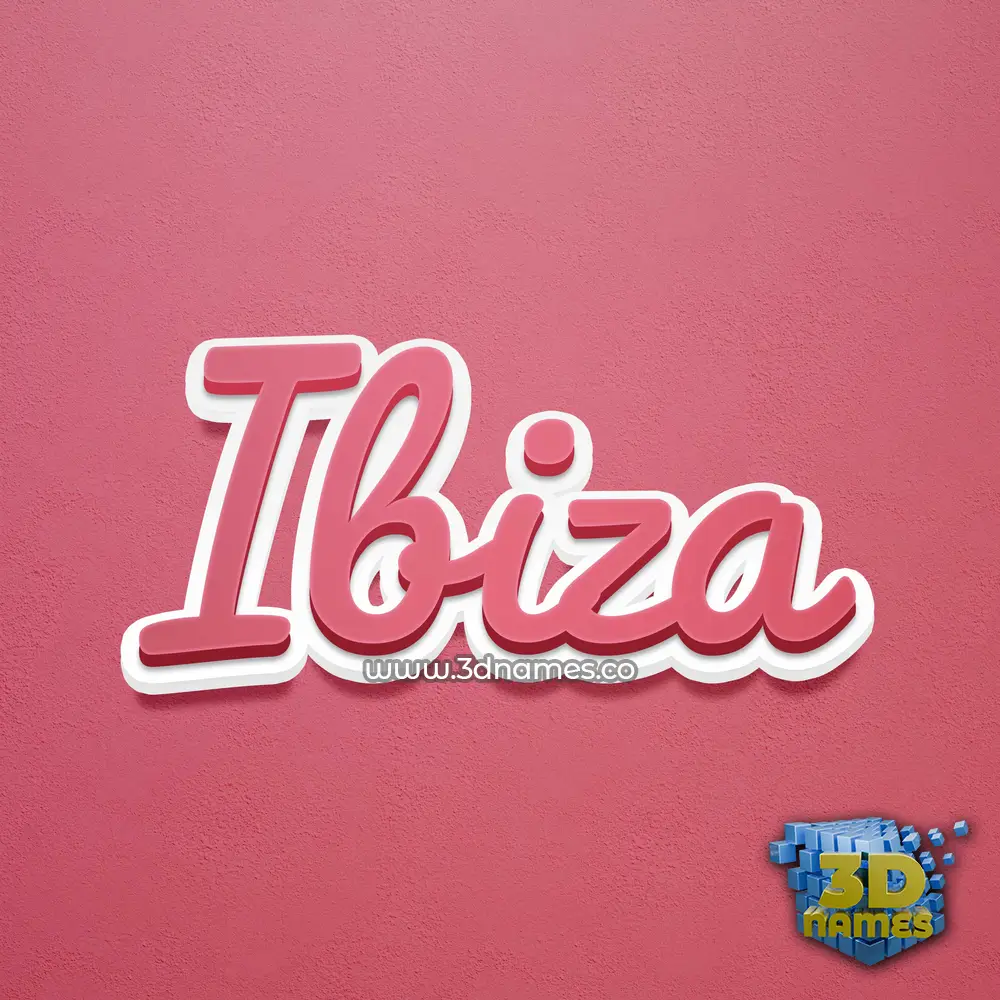 ibiza in Red Scribble style - 3D name wallpaper