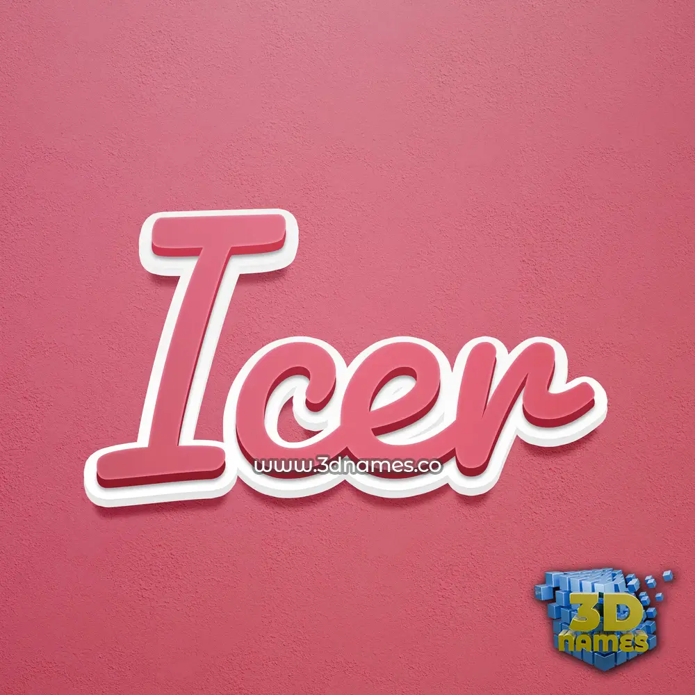 icer in Red Scribble style - 3D name wallpaper