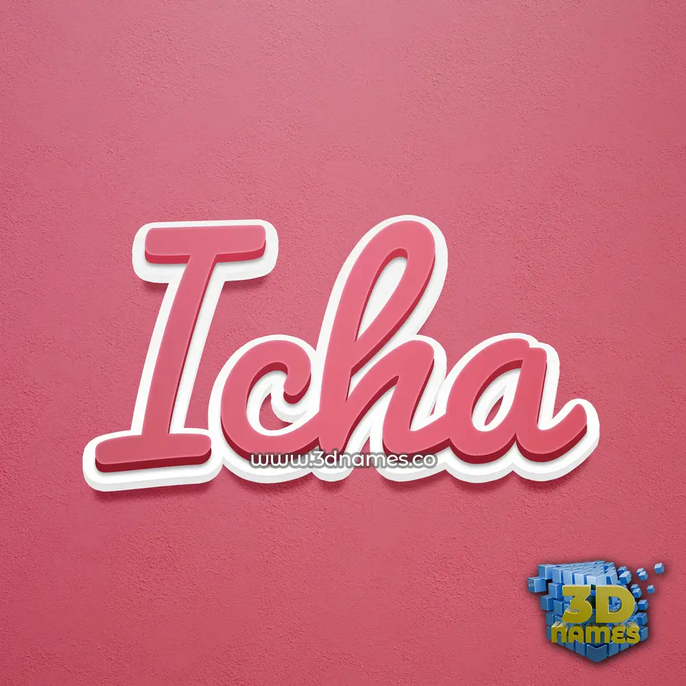 icha in Red Scribble style - 3D name wallpaper