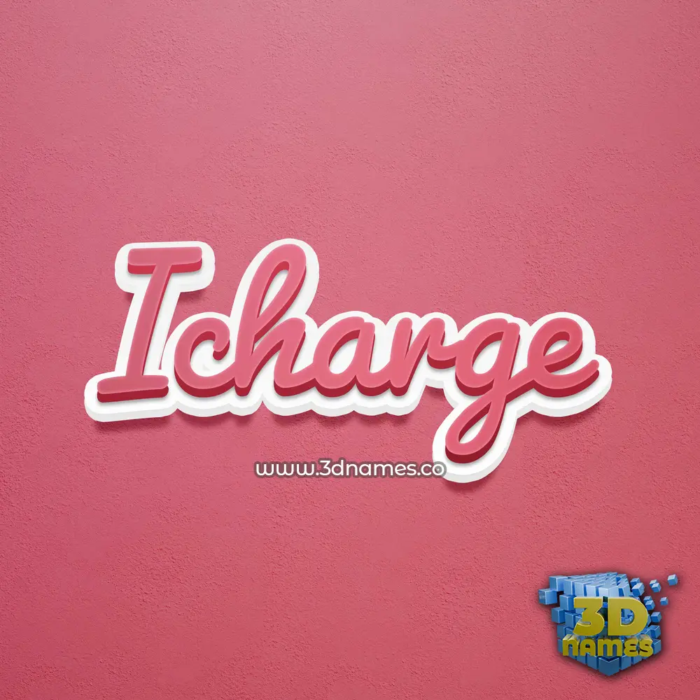 icharge in Red Scribble style - 3D name wallpaper