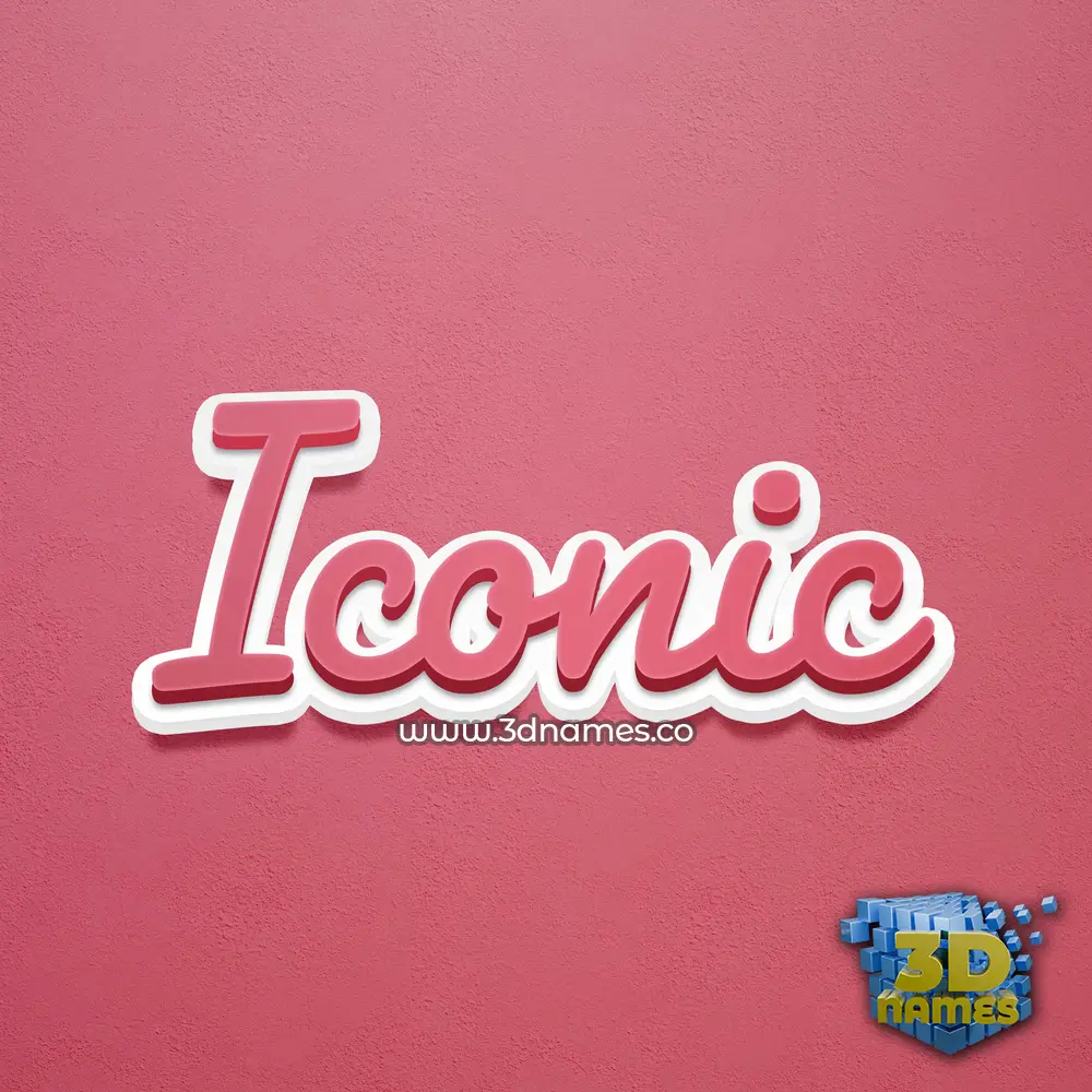 iconic in Red Scribble style - 3D name wallpaper