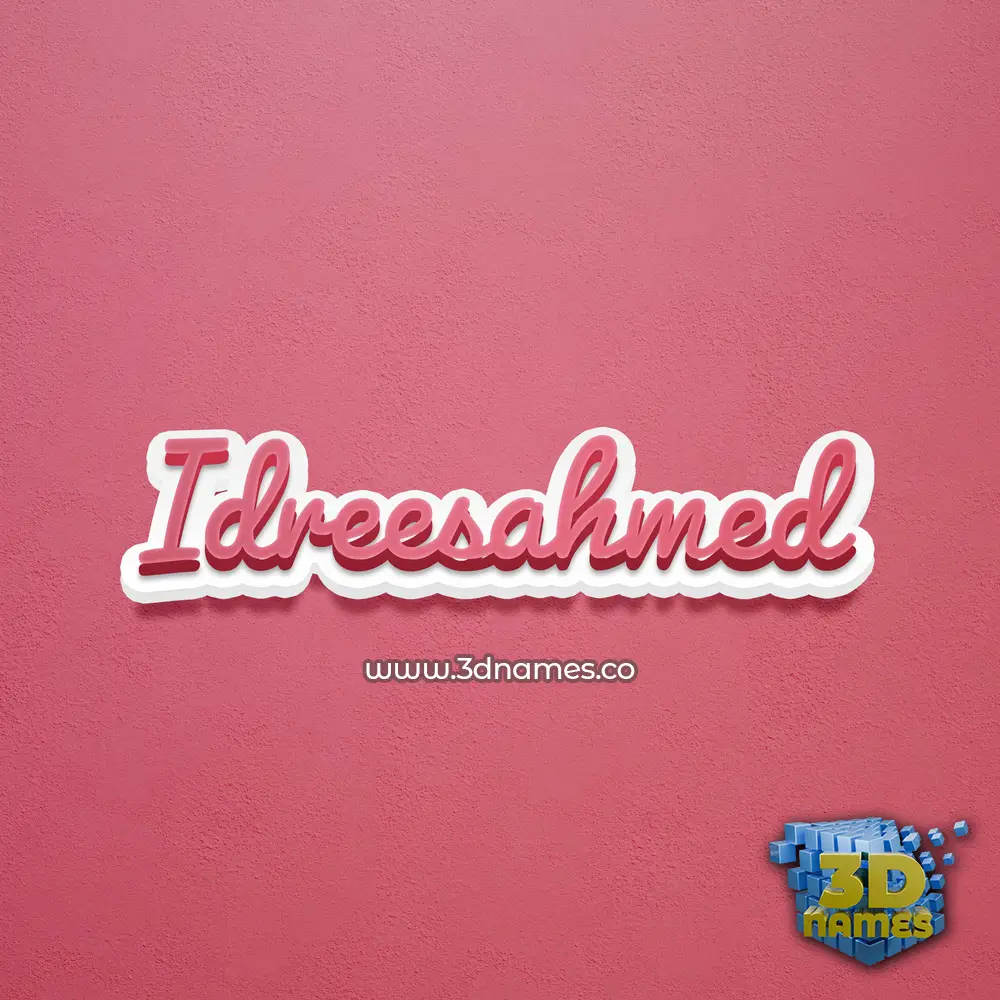 idreesahmed in Red Scribble style - 3D name wallpaper