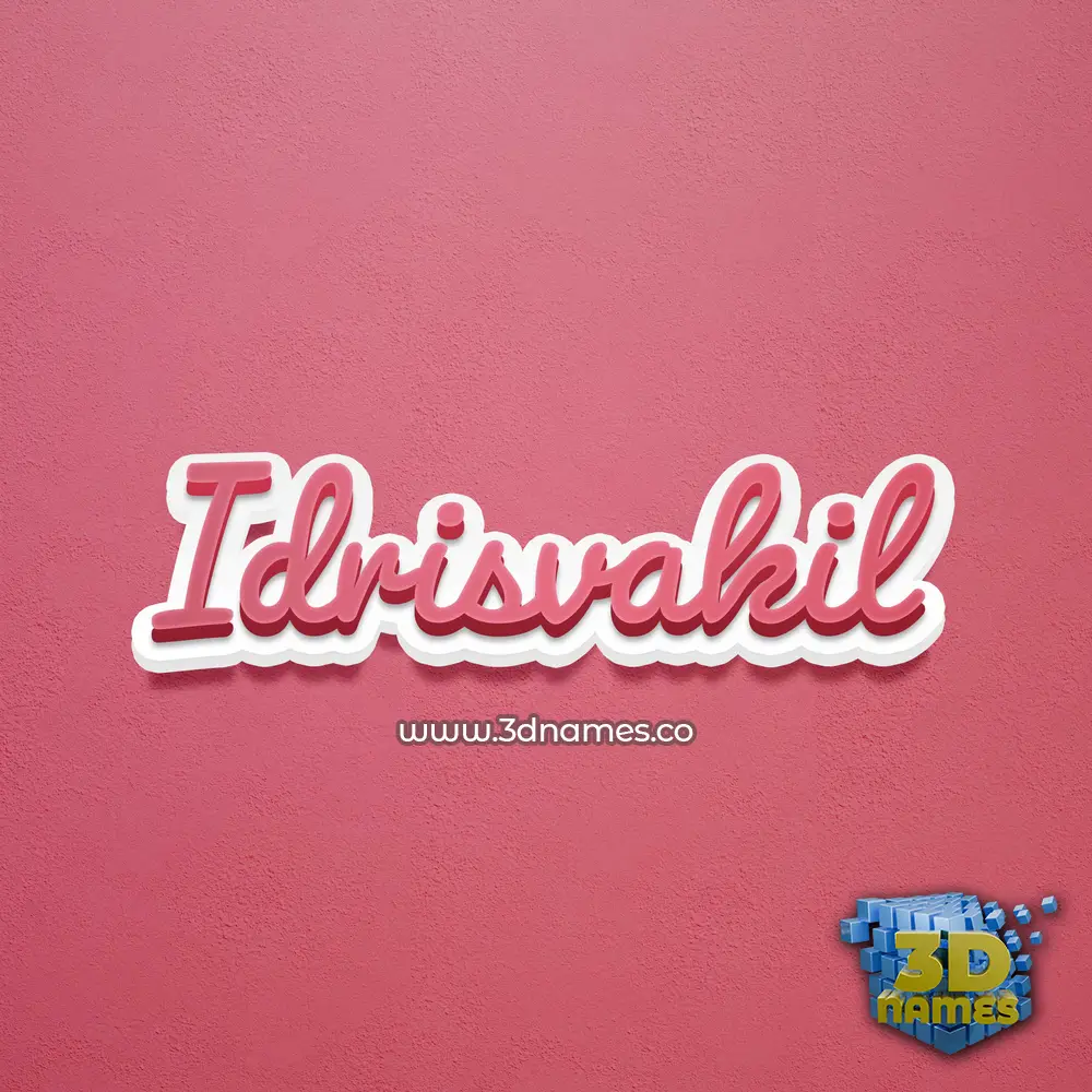 idrisvakil in Red Scribble style - 3D name wallpaper