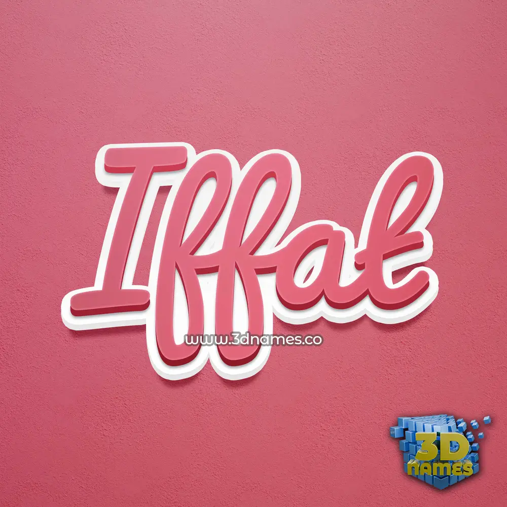 iffat in Red Scribble style - 3D name wallpaper
