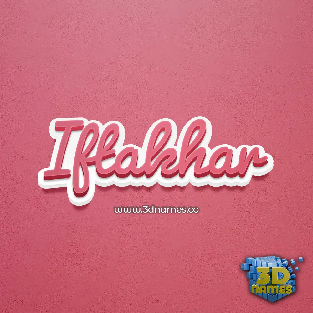 iftakhar in Red Scribble style - 3D name wallpaper