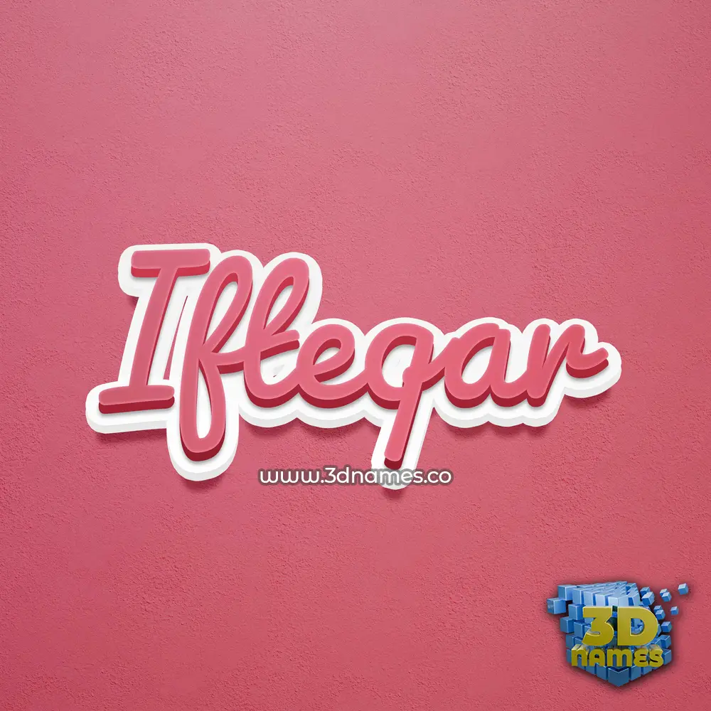 ifteqar in Red Scribble style - 3D name wallpaper