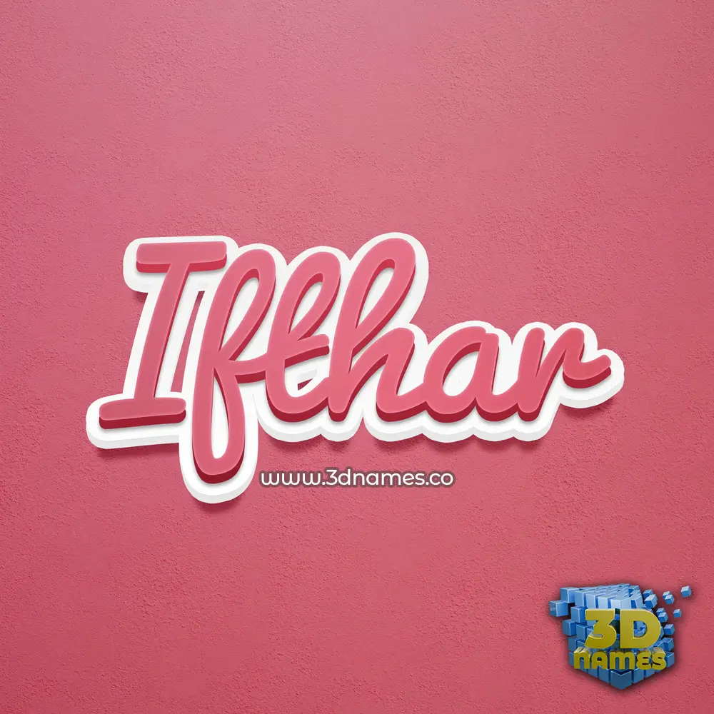 ifthar in Red Scribble style - 3D name wallpaper