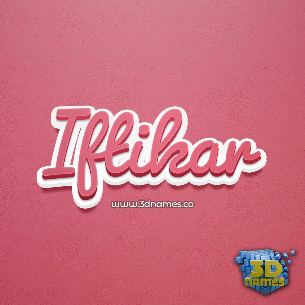 iftikar in Red Scribble style - 3D name wallpaper